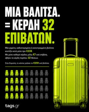 Μια βαλίτσα = κέρδη 32 επιβατών